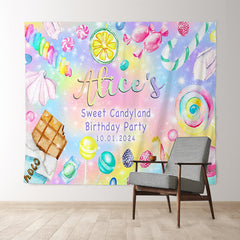 Lofaris Personalized Colored Sweet Candy Birthday Backdrop