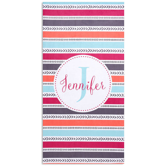 Lofaris Personalized Colorful Stripes And Name Beach Towel