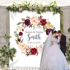 Lofaris Personalized Couples Name Flower Autumn Wedding Backdrop