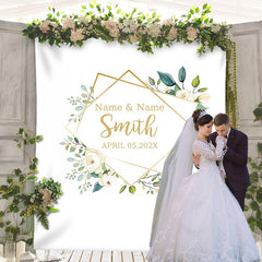 Lofaris Personalized Couples Name Flower Wedding Backdrop Banner
