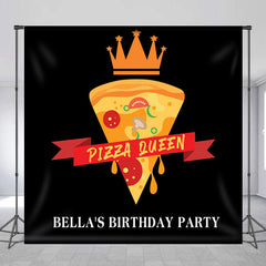 Lofaris Personalized Crown Pizza Queen Birthday Backdrop