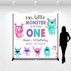 Lofaris Personalized Cute Monster 1st Birthday Backdrop