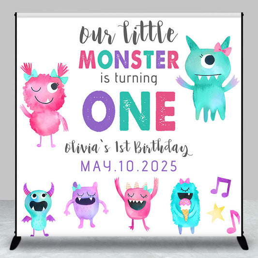 Lofaris Personalized Cute Monster 1st Birthday Backdrop