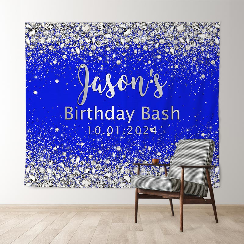Lofaris Personalized Diamond Blue Birthday Bash Backdrop