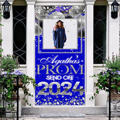 Lofaris Personalized Diamond Blue Prom 2024 Grad Door Cover