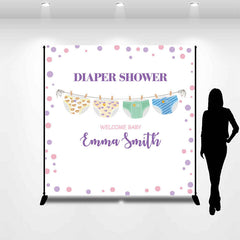 Lofaris Personalized Diaper Shower Welcome Baby Girl Backdrop