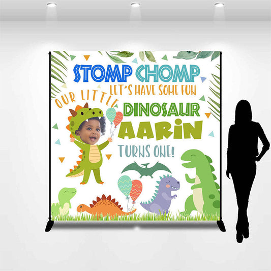 Lofaris Personalized Dinosaurs Leaves 1st Boy Birthday Backdrop