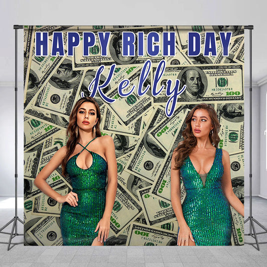 Lofaris Personalized Dollar Happy Rich Day Party Backdrop
