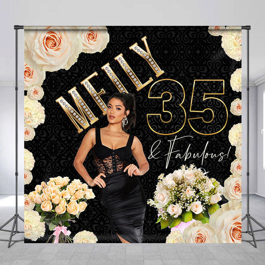 Lofaris Personalized Elegant Floral 35Th Birthday Backdrop