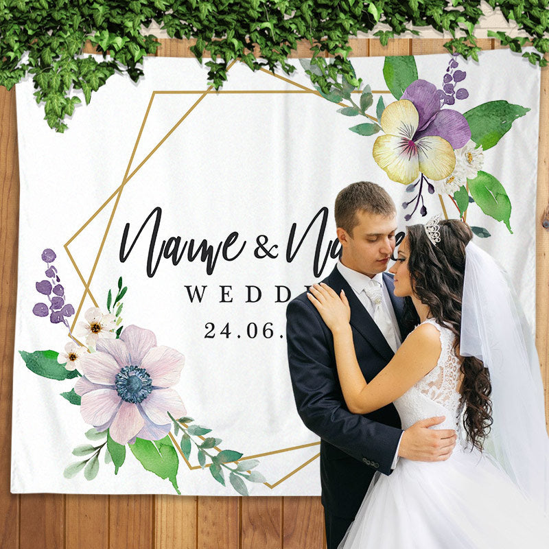 Lofaris Personalized Elegant Geometric Wedding Backdrop Banner
