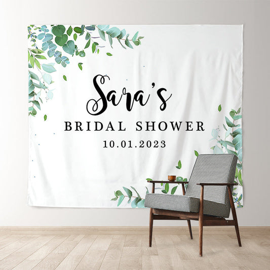 Lofaris Personalized Eucalyptus Greenery Bridal Shower Backdrop