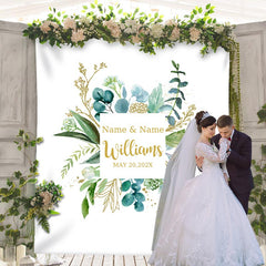 Lofaris Personalized Eucalyptus Wedding Backdrop