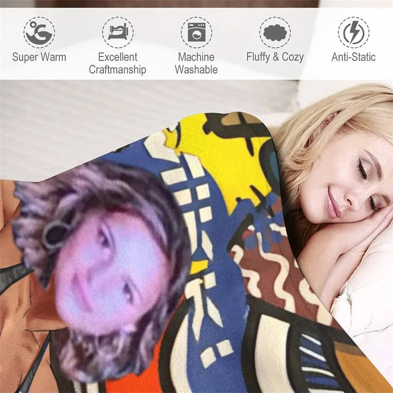 Lofaris Personalized Face Power Body Building Woman Blanket