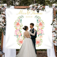 Lofaris Personalized Floral Blush Wedding Decoration Backdrop