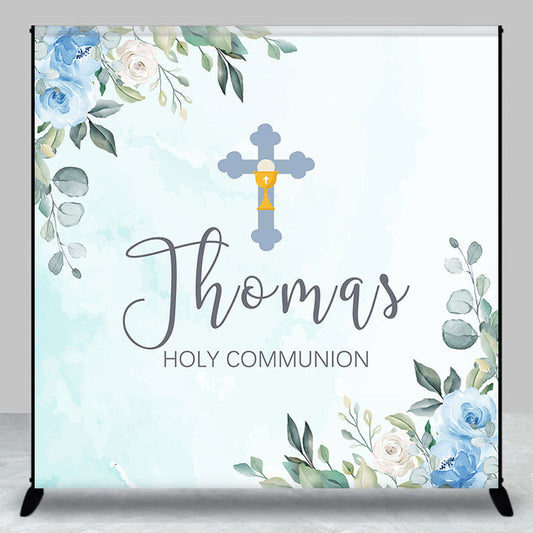 Lofaris Holy Communion Floral Boys Custom Baptism Backdrop