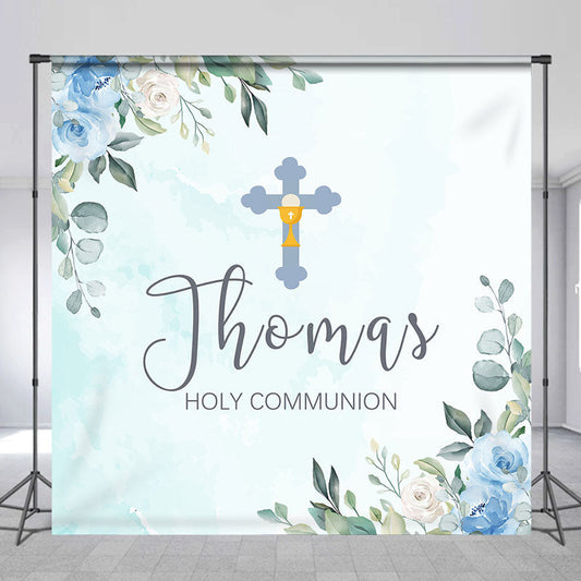Lofaris Holy Communion Floral Boys Custom Baptism Backdrop