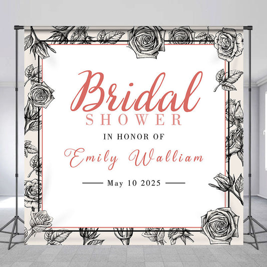 Lofaris Personalized Floral Handpaint Bridal Shower Backdrop