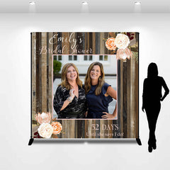 Lofaris Personalized Floral Plank Texture Bridal Shower Backdrop