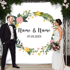 Lofaris Personalized Floral Wedding Photo Backdrop Banner