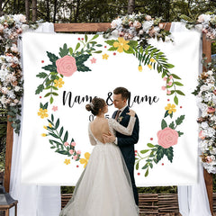 Lofaris Personalized Floral Wedding Photo Backdrop Banner