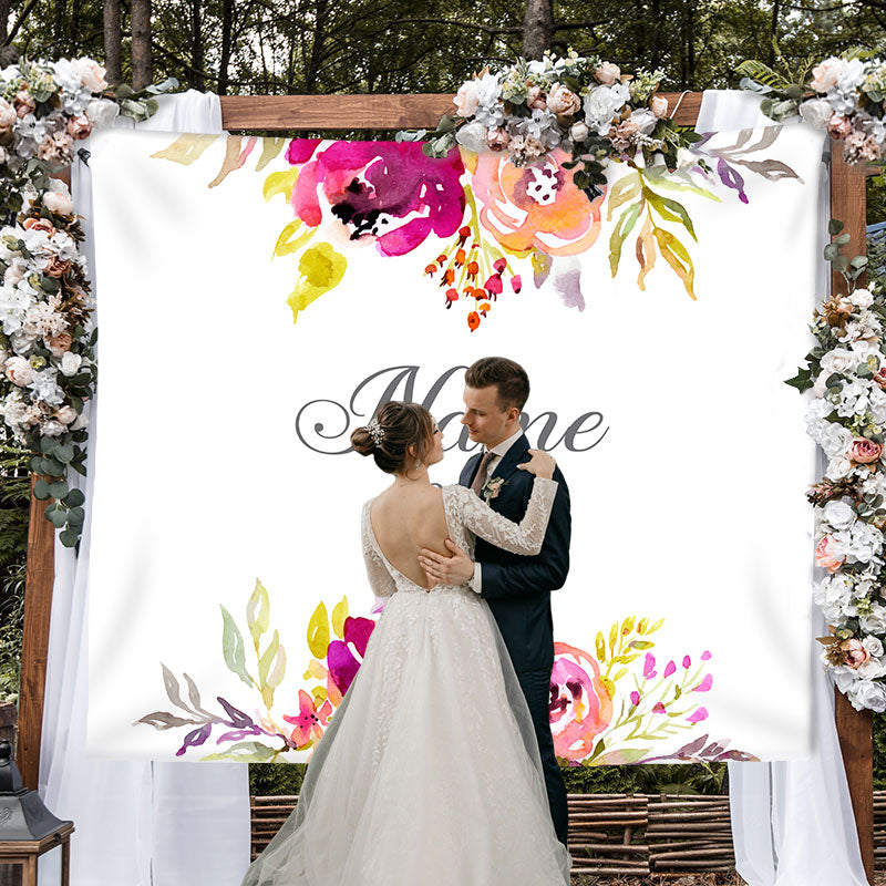 Lofaris Personalized Flower Photo Wedding Backdrop