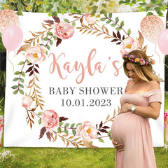 Lofaris Personalized Flowers Baby Shower Backdrop Banner