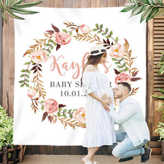 Lofaris Personalized Flowers Baby Shower Backdrop Banner