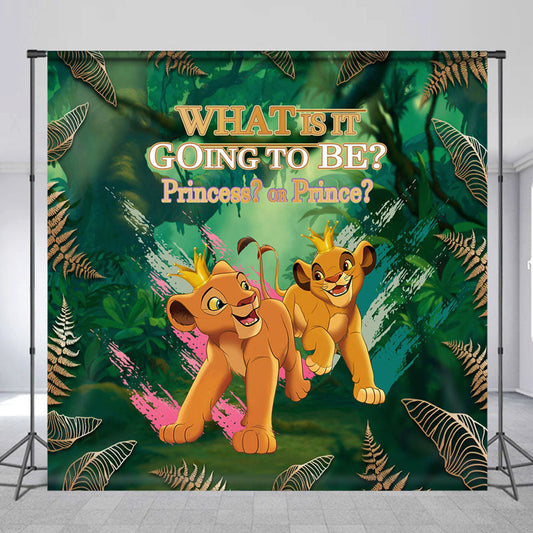 Lofaris Personalized Forest Lion Gender Reveal Backdrop