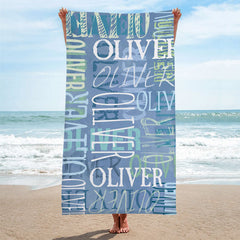 Lofaris Personalized Gifts Light Blue Beach Towel With Name
