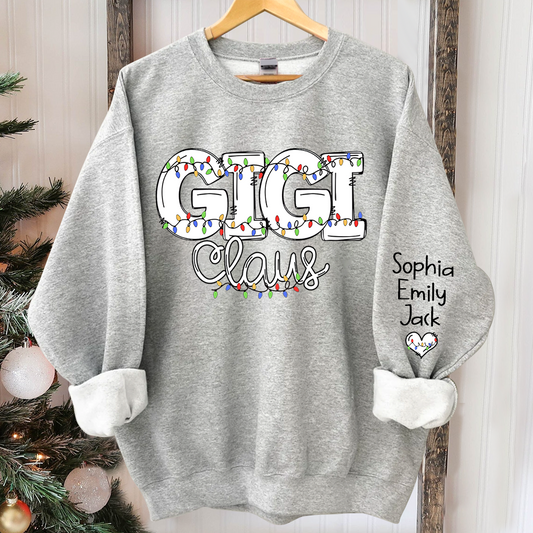 Lofaris Personalized Gigi Claus Light Christmas Sweatshirt