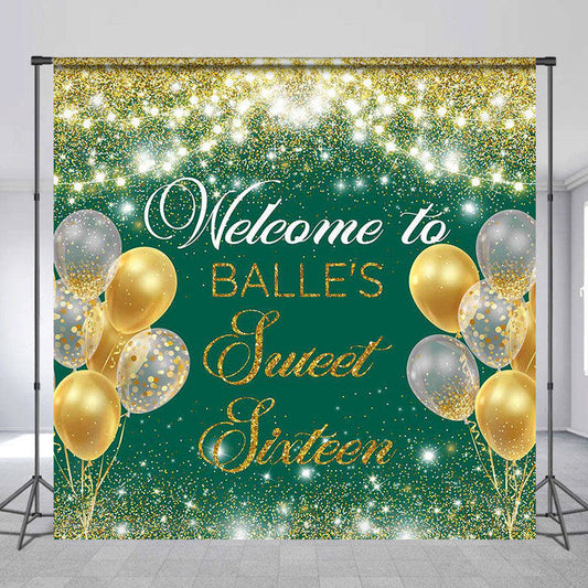 Lofaris Personalized Glitter Balloon Light Birthday Backdrop