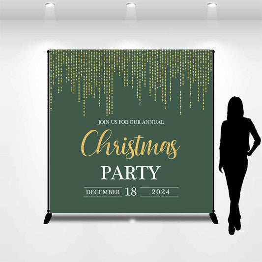 Lofaris Personalized Glitter Green Christmas Party Backdrop