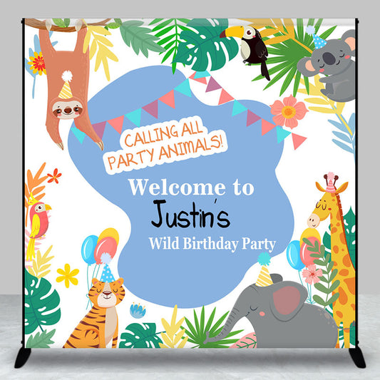 Lofaris Personalized Go Wild Safari Kids Birthday Backdrop