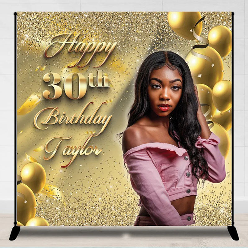 Personalized Gold 30th Birthday Backdrop With Photo - Lofaris