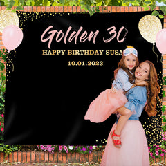 Lofaris Personalized Gold Confetti Birthday Backdrop Banner