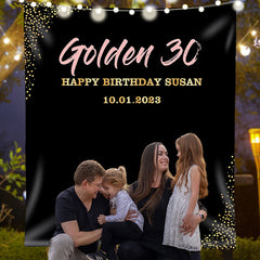 Lofaris Personalized Gold Confetti Birthday Backdrop Banner