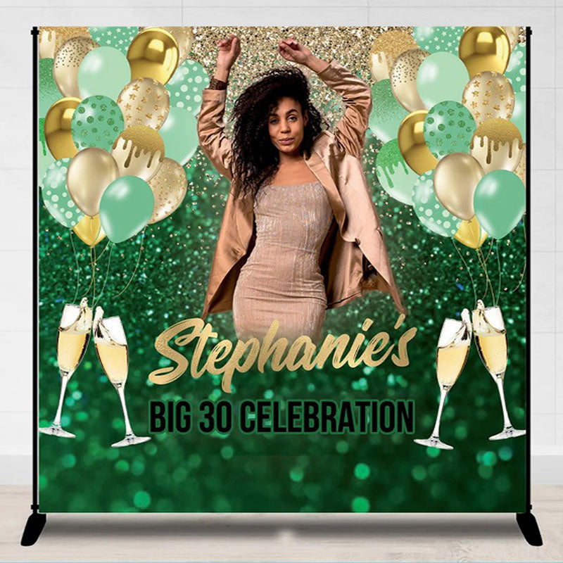 Lofaris Personalized Gold Green Birthday Backdrop With Photo