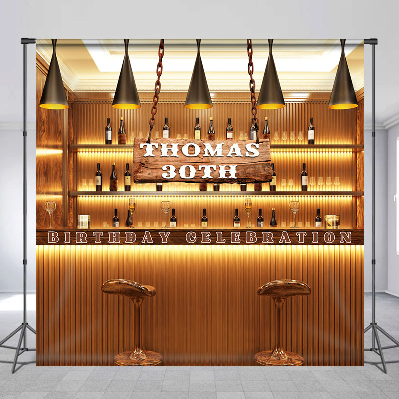 Lofaris Personalized Gold Luxury Bar 30th Birthday Backdrop