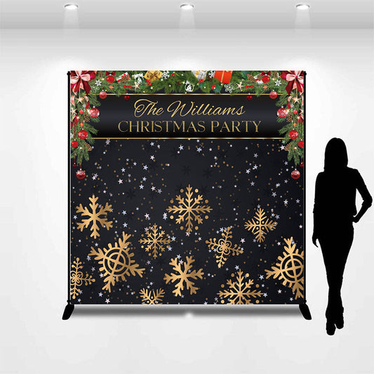 Lofaris Personalized Gold Snowflake Glitter Christmas Backdrop