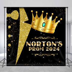 Lofaris Personalized Golden Crown Glitter Backdrop For Prom