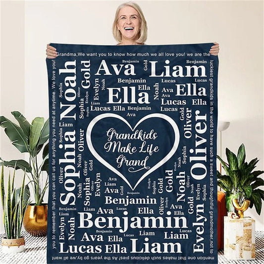 Lofaris Personalized Grandkids Name Blanket Gifts for Grandparent