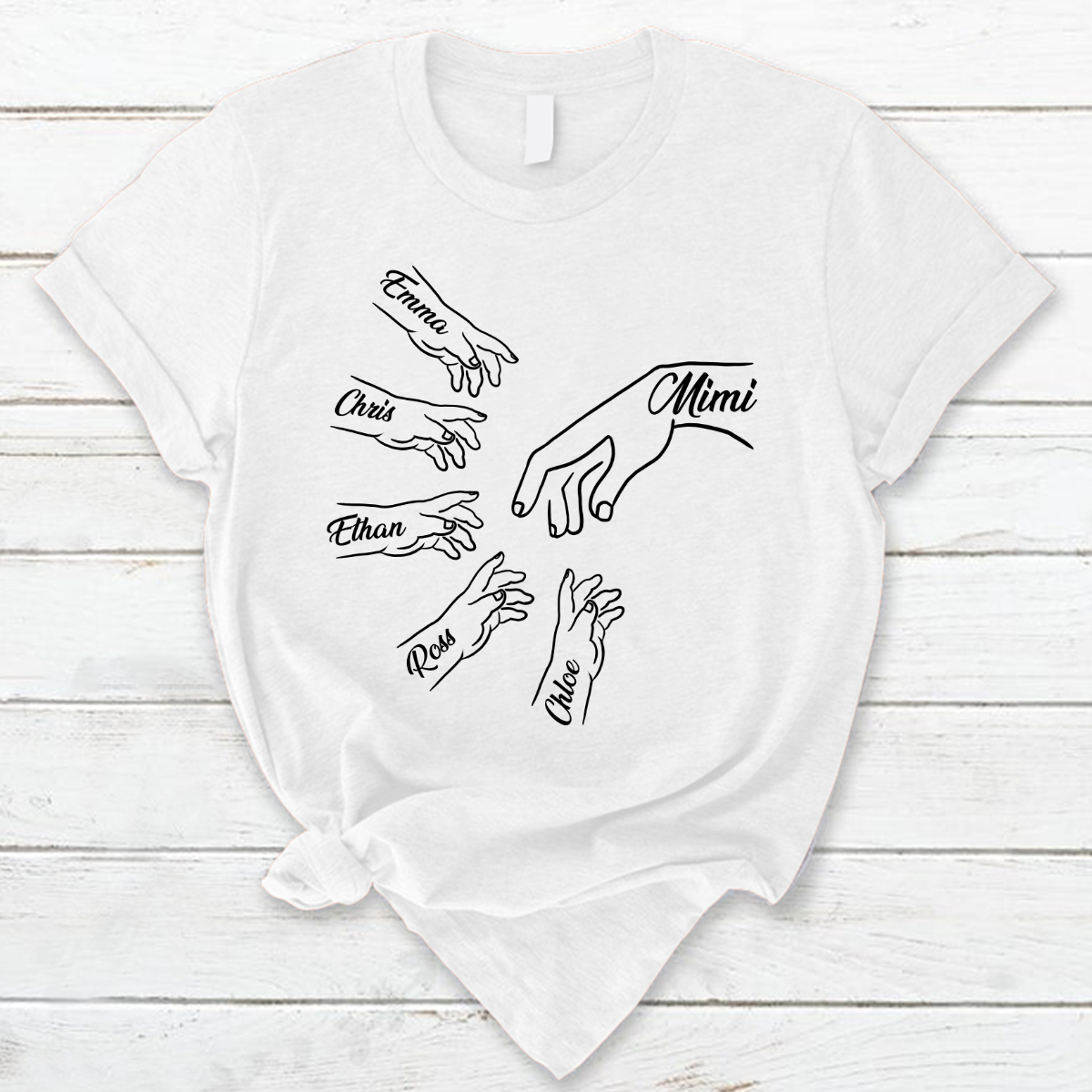 Lofaris Personalized Grandma and Kids Simple Hands T - Shirt