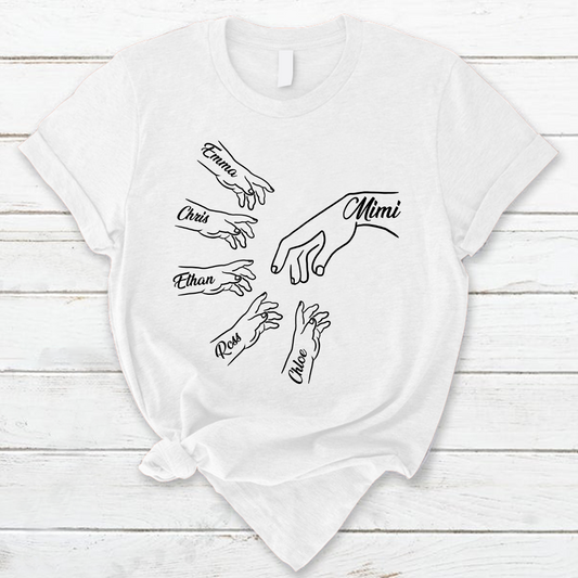 Lofaris Personalized Grandma and Kids Simple Hands T - Shirt