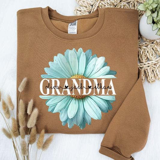 Lofaris Personalized Grandma Flower Daisy Grandkid Sweatshirt