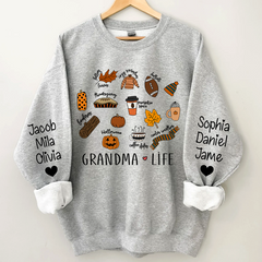 Lofaris Fall Pumpkin Grandma Life and Kids Custom Name CTH01 Sweatshirt