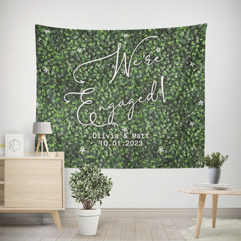 Lofaris Personalized Grass Wall Wedding Backdrop Banner