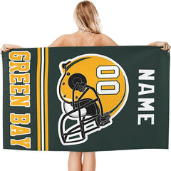 Lofaris Personalized Green Bay Football Name Beach Towel