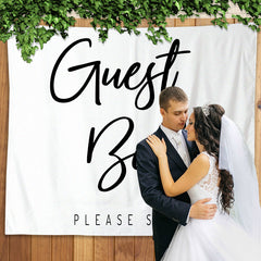 Lofaris Personalized Guest Book Wedding Sign Backdrop Banner