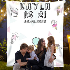 Lofaris Personalized Ice Cream Birthday Backdrop Banner