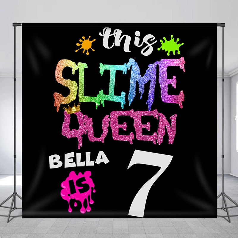 Lofaris Personalized Inks Slime Queen 7th Birthday Backdrop
